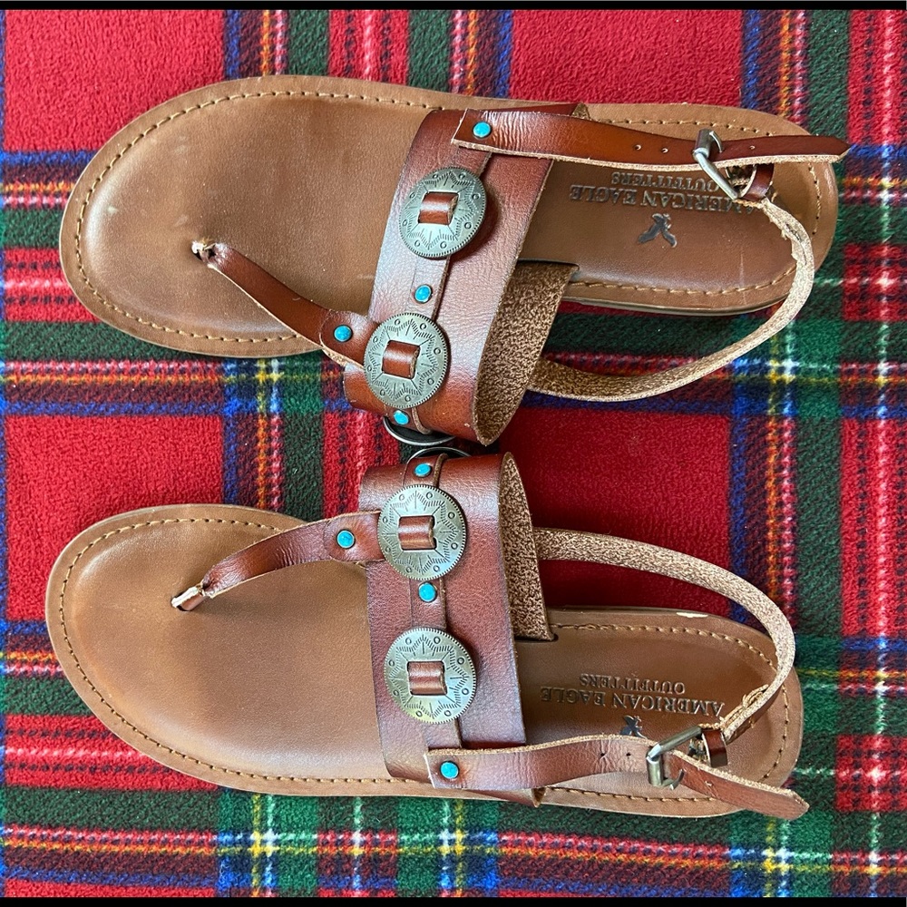 Faux leather thong sandal with topaz detailing